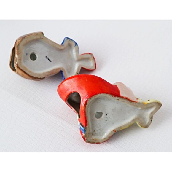 Vintage Ceramic Wall Pocket Planters Boy & Girl Faces Hand-Painted Made In Japan - Picture 6 of 7